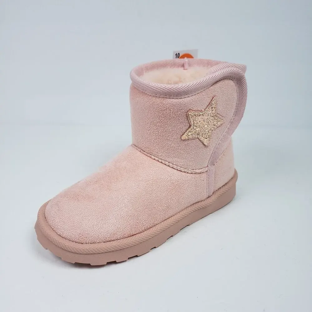 Jumping Beans Munchie Toddler Girls Sz 10 Pink Pull On Faux Fur Warm Winter Boot